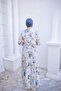 Blue Half-Buttoned Layered Dress with Elastic Sleeves - 3