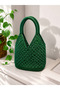 Handmade V Model Paper Rope Straw Green Color Bag - Hand Knitted Women's Daily Shoulder Bag