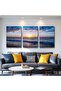 Ocean Sunset Beach 3 Piece Gallery Wrapped Canvas Wall Art | 3x 30x40cm 12x16 inch | Panoramic Sea Waves Triptych