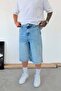 Blue Skater Fit Washed Bermuda Denim Shorts - 2