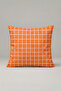 Orange and White Checkered Throw Pillow Cover 165 – Tangerine Grid Design 45X45 cm