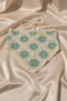 Turquoise Floral Motif Tie-Up Bandana, Knitted Summer Hair Bandana for Beach Daily Use - 2