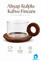 250 ml Glass Coffee Cup with Wooden Handle and Wooden Plate 8 cm
