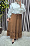 Women's Clothing Plus Size Seersucker Layered Flared Skirt - 7