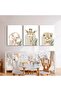 Boho Safari Baby Animals 3 Piece Gallery Wrapped Canvas Wall Art | 3x 30x40cm 12x16 inch | Elephant Giraffe Lion Nursery Triptych - 4