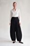 Black Beaded Belted Pleated Detail Trousers
