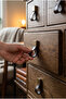 Genuine Leather Furniture Handle Drawer Knob Brown - Brass Look Cabinet Door Handle