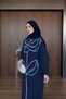 Women's Embroidered Linen Bat Sleeve Dress - 8