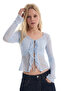 Women's Front Tie Lace Blue Stylish Blouse - 4