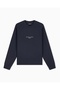 Men's Regular Fit Round Collar Logo Detailed Cotton Double Jersey Fabric Black Sweatshirt - 6