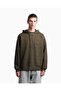 Men's Comfortable Fit Logo Detailed Hooded Long Sleeve Khaki Sweatshirt