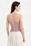 Women's Embroidered Fabric Detailed Lace-Up Design Corset - 3