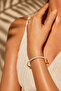 White Enamel Handcuff Model Gold Color Bracelet