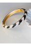 Steel Clasp Black-White Patterned Enamel Bracelet - 2