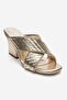 Lavean Gold Mesh Cross-Strapped Women's Wedge Heeled Slippers - 3