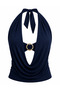 Women's Multi-Wearable Halter Neck Blouse with Buckle Detail - 4
