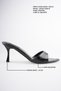 Kelly Women's Black Crocodile Pointed Toe Heeled Slippers (8cm) & Mules - 3