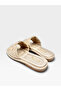 Daily Poly Sole Comfortable Stone Detailed Genuine Leather Slippers - 2 cm - 5