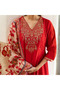 Red Embroidery Kurta and Pant Set with Dupatta -ALV2025 - Red-Size:XL-42-Inches - 5