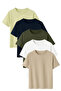 Men's 5-Pack Cotton Basic T-Shirt Yellow White Dark Gray Stone Navy Blue