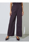 Brown Pinstripe Wide Leg Trousers - 2