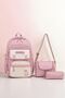 Licensed Twill Model Set of 3 Primary School Middle School Daily School Backpack Lunch Pencil Case 26102 Pink