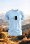 Men's 3-Line Printed Oversized Crew Neck Combed Cotton T-Shirt