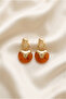 Orange Natural Stone Look Metal Detailed Earrings