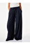 Flat Wide-Leg Striped Palazzo Pants with Pile Detail - 4