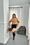 Women's Camel Short Biker Coat with Eyelet Texture, Zipper and Belted Collar - 4