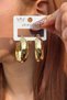 Gold Color Curved Oval Hoop Women's Earrings - 4