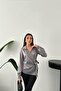 Women's Gray Satin Blouse Shirt Lapel Collar Double Breasted Button Detail Long Sleeve - 2