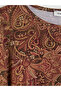 Peak New Season Brown Crew Neck Patterned Blouse - 7