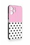 Redmi 12 Compatible Pink Striped Polka Dot Patterned Silicone Case - 3