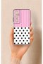 Realme C65 Compatible Pink Striped Polka Dot Patterned Silicone Case