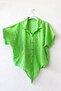 Pastel Green Shirt Collar Short Sleeve Buttoned Embroidered Hem Tie Cotton Crop Woven Blouse 55 63 - 2