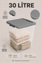 2-Piece 30Lt Lockable Lid Storage Box - Elora Multi-Purpose Organizer Deep Organizer Box Gray - 3