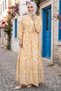 Floral Patterned Half Button Modal Patterned Dress Yellow 7014-1 - 3