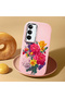 Realme C75 Compatible Case Camera Protector Pink Silicone Couple Phone Case with Floral Pattern - 2