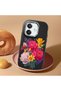 Oppo A3X 4g Compatible Case Camera Protector Black Silicone Couple Phone Case with Floral Pattern - 2