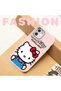 iPhone 13 Pro Compatible Case with Camera Protector Pink Silicone Couple Phone Case with Kitty Pattern - 7