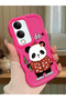 حافظة متوافقة مع هاتف Vivo Y19e، حافظة حماية للكاميرا من السيليكون الأحمر، حافظة هاتف بنمط الباندا
