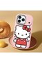 iPhone 17/18 Pro Max Compatible Case with Camera Protector Pink Silicone Couple Phone Case with Kitty Pattern - 2