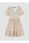 Alita city: standout v-neck floral bubble sleeve tiered dress - 6