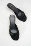 Women's Buckle Heeled Sandals Black Suede - 4