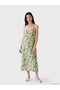 Original V-Neck Patterned Rope Strap Dress