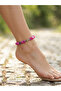 Natural Stone Pink Agate Silver Color Hematite Stone Women's Anklet - 4