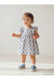 Trendlucky Square Collar Embroidered Baby Girl Dress with a Difference in Color