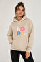 Hope Floral Printed Hooded 2 Thread Threaded Sweatshirt