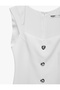 Heart Jewel Button Detail Square Neck Sleeveless A-Line Mini Dress - 3